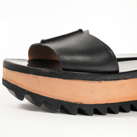 Balenciaga Black Pebbled Leather Ankle-Strap Flatform Sandals - Picture 7 of 11